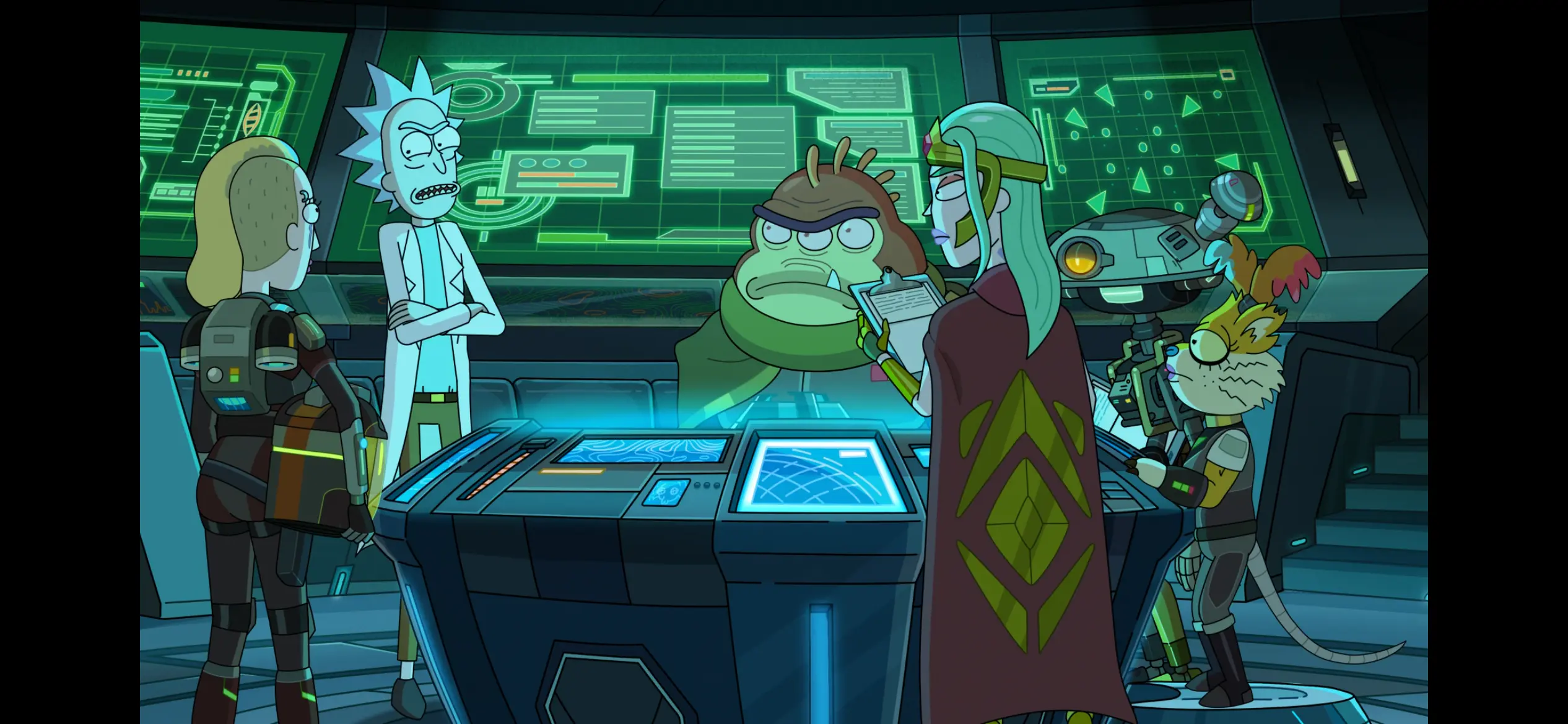 Rick arriving at the Galactic Defiance base