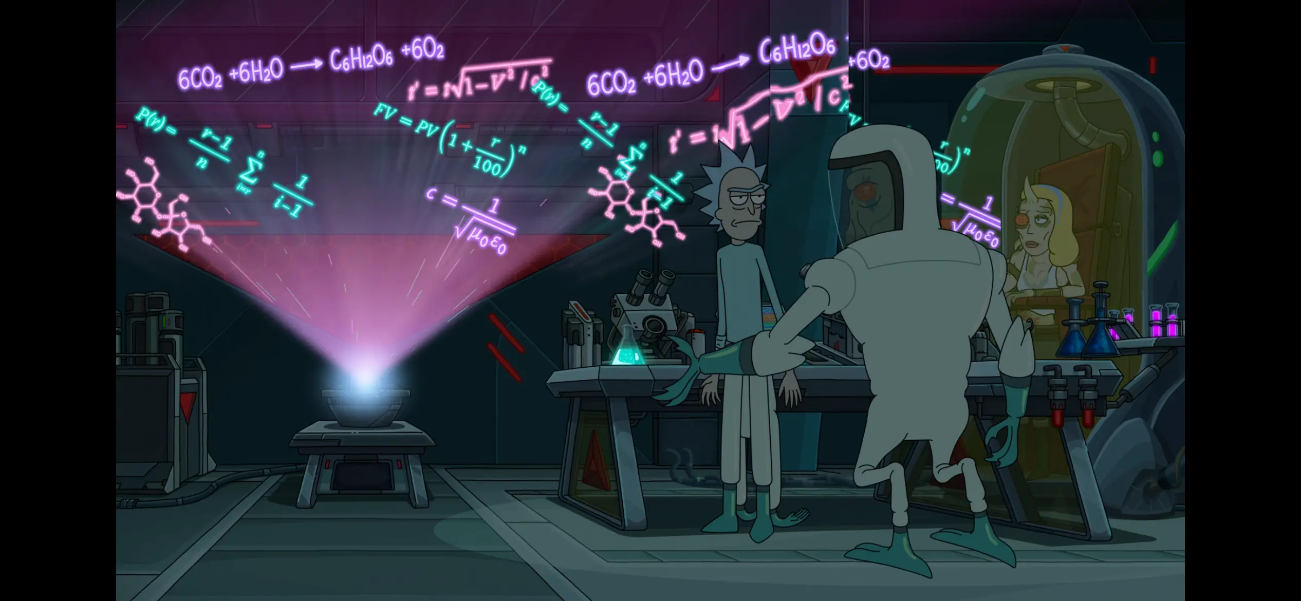 Rick developing the cure for Space Beth